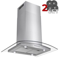 AKDY 30 inch Convertible 343-CFM Stainless steel Island Range Hood with Charcoal Filter