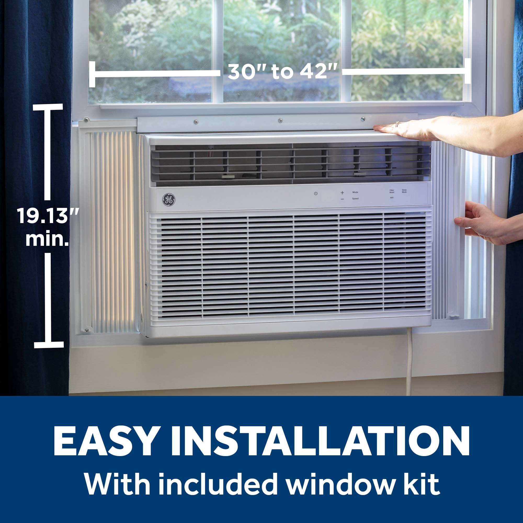 GE 1500-sq ft Window Air Conditioner with Heater with Remote ( 240-Volt , 24000-BTU ) Wi-Fi enabled