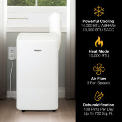 Whirlpool 10,000 BTU SACC 115-Volts ) White Vented Portable Air Conditioner with Heater Remote Control Included Cools 700-Sq. Feet