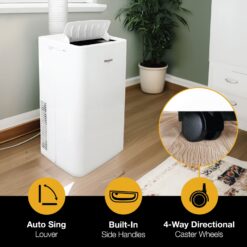 Whirlpool 10,000 BTU SACC 115-Volts ) White Vented Portable Air Conditioner with Heater Remote Control Included Cools 700-Sq. Feet