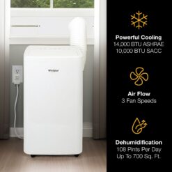 Whirlpool 10,000 BTU SACC 115-Volts ) White Vented Portable Air Conditioner Remote Control Included Cools 700-Sq. Feet