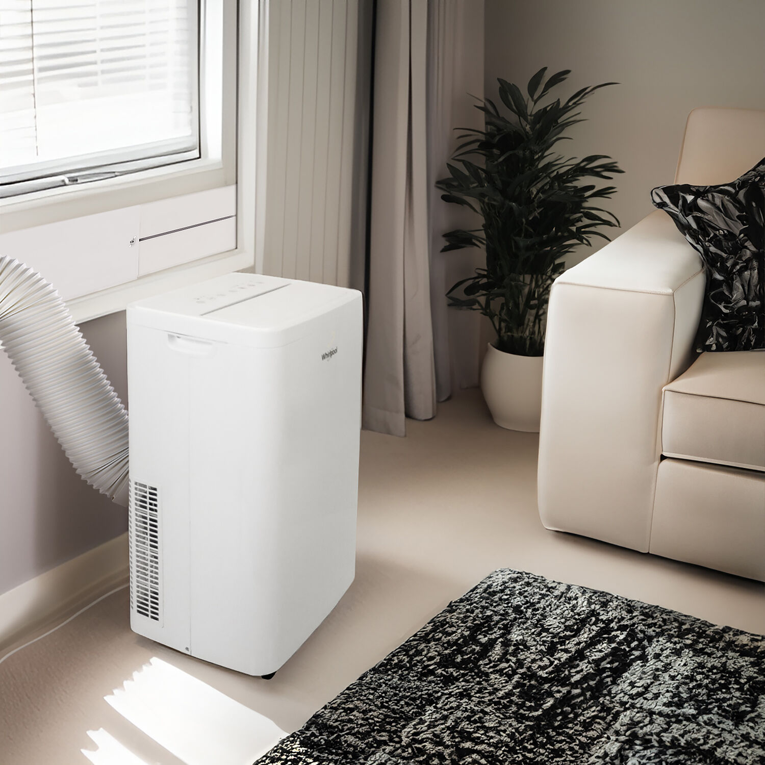 Whirlpool 10,000 BTU SACC 115-Volts ) White Vented Portable Air Conditioner Remote Control Included Cools 700-Sq. Feet