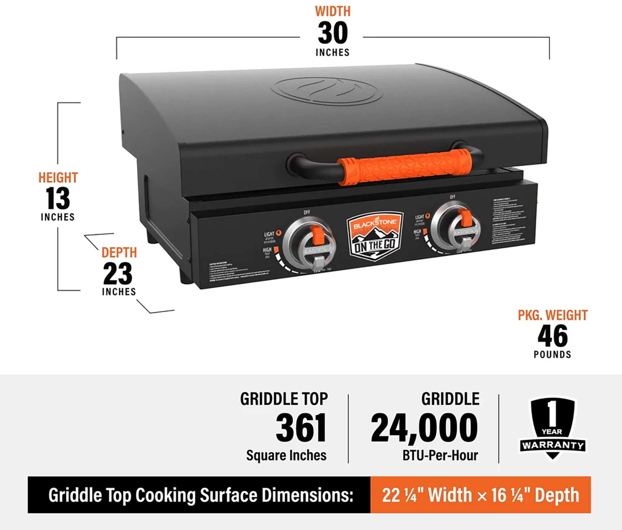 Blackstone 22” On The Go Griddle with Hood