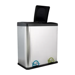 Organize It All 15.8-Gallon Silver Steel Indoor Kitchen Hinged Lid Trash Can