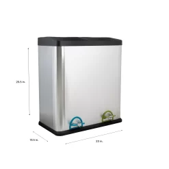 Organize It All 15.8-Gallon Silver Steel Indoor Kitchen Hinged Lid Trash Can