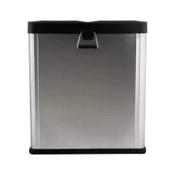 Organize It All 15.8-Gallon Silver Steel Indoor Kitchen Hinged Lid Trash Can
