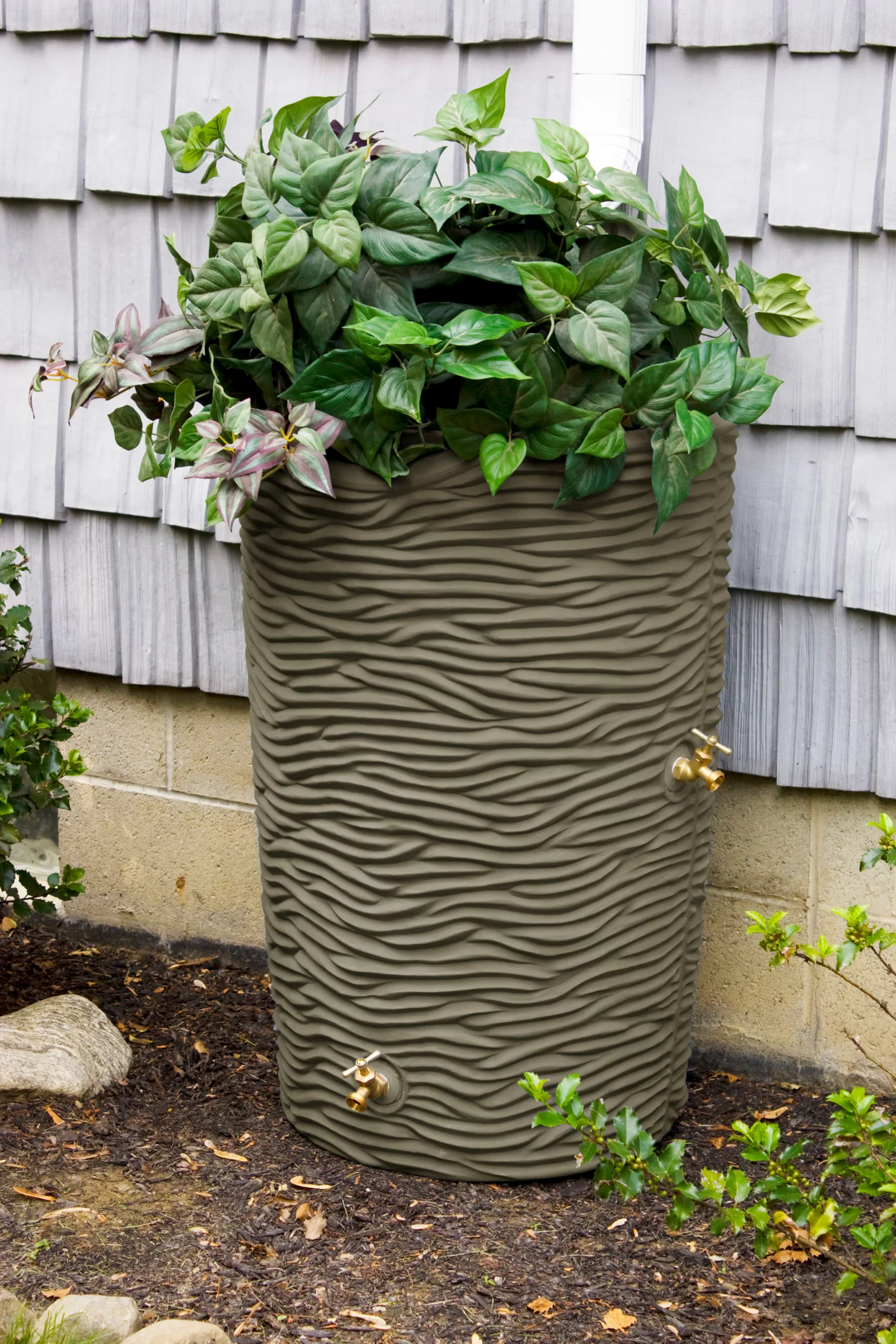 Good Ideas 50-Gallons Khaki Plastic Rain Barrel Spigot