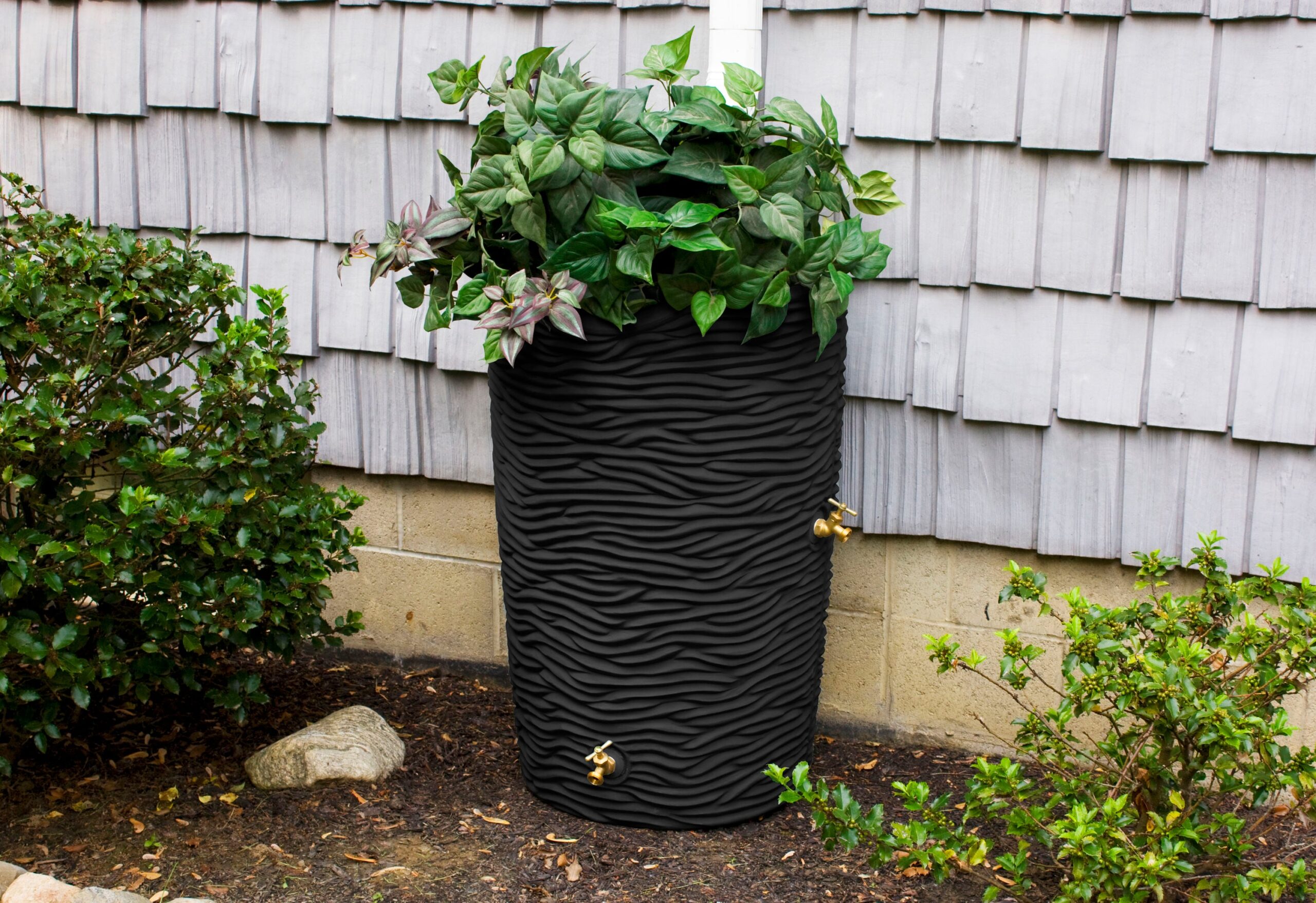 Good Ideas 50-Gallons Black Plastic Rain Barrel Spigot