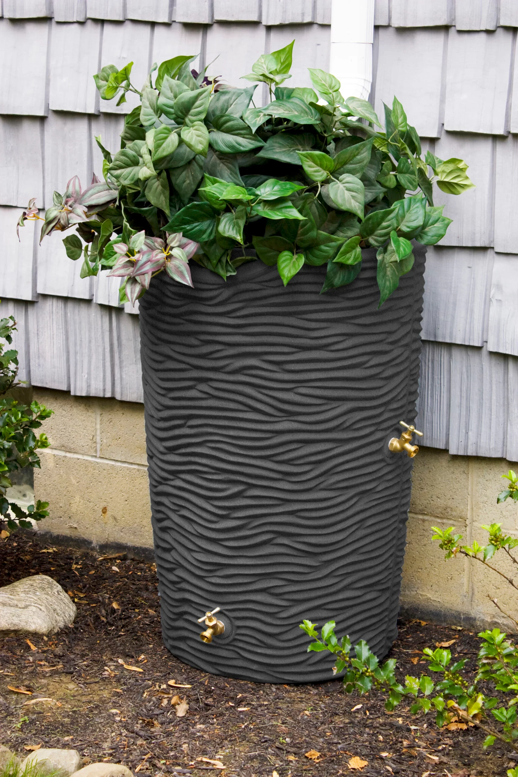Good Ideas 50-Gallons Dark Granite Plastic Rain Barrel Spigot