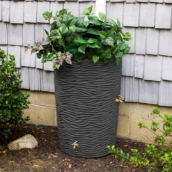 Good Ideas 50-Gallons Dark Granite Plastic Rain Barrel Spigot