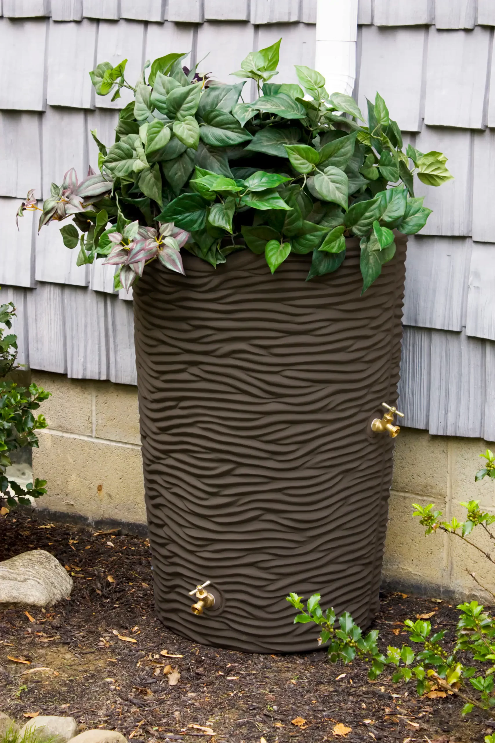 Good Ideas 50-Gallons Brown Plastic Rain Barrel Spigot