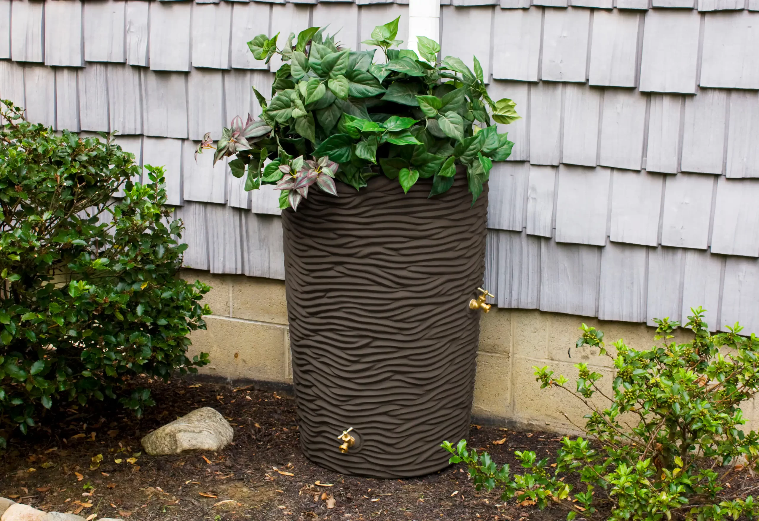 Good Ideas 50-Gallons Brown Plastic Rain Barrel Spigot