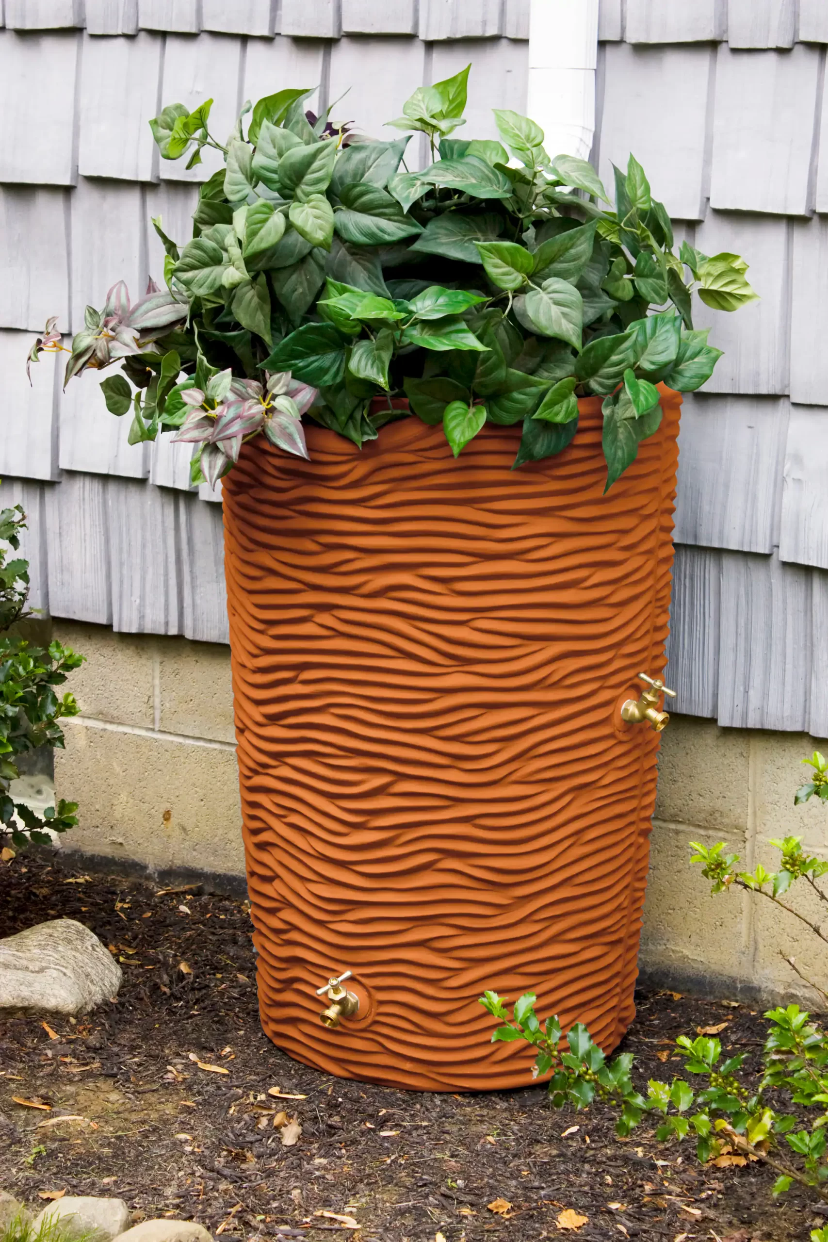 Good Ideas 50-Gallons Terra Cotta Plastic Rain Barrel Spigot