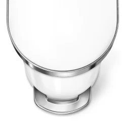 Simplehuman Slim Liner Rim Step Can, 45-Liter White Steel Indoor/Outdoor Kitchen Hinged Lid Trash Can