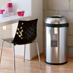 Simplehuman Bullet Open Top Can, 60-Liter Brushed Stainless Steel Indoor/Outdoor Kitchen Lidless Trash Can