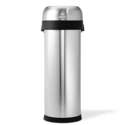 Simplehuman Slim Open Top Can, 13-Gallon Brushed Stainless Steel Commercial Indoor Kitchen Lidless Trash Can