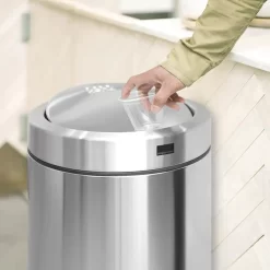 Simplehuman Swing Top Can, 55-Liter Brushed Steel Commercial Indoor Kitchen Swing/Push Lid Trash Can