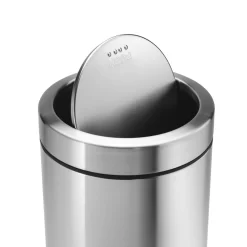 Simplehuman Swing Top Can, 55-Liter Brushed Steel Commercial Indoor Kitchen Swing/Push Lid Trash Can