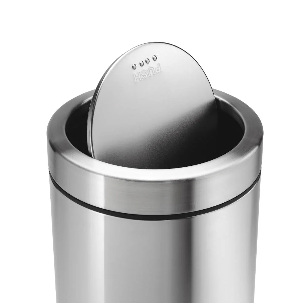 Simplehuman Swing Top Can, 55-Liter Brushed Steel Commercial Indoor Kitchen Swing/Push Lid Trash Can