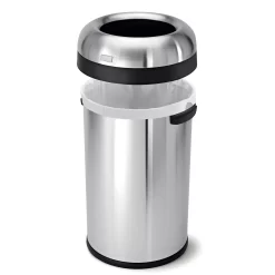 Simplehuman Bullet Open Top Can, 80-Liter Brushed Stainless Steel Commercial Indoor/Outdoor Kitchen Lidless Trash Can