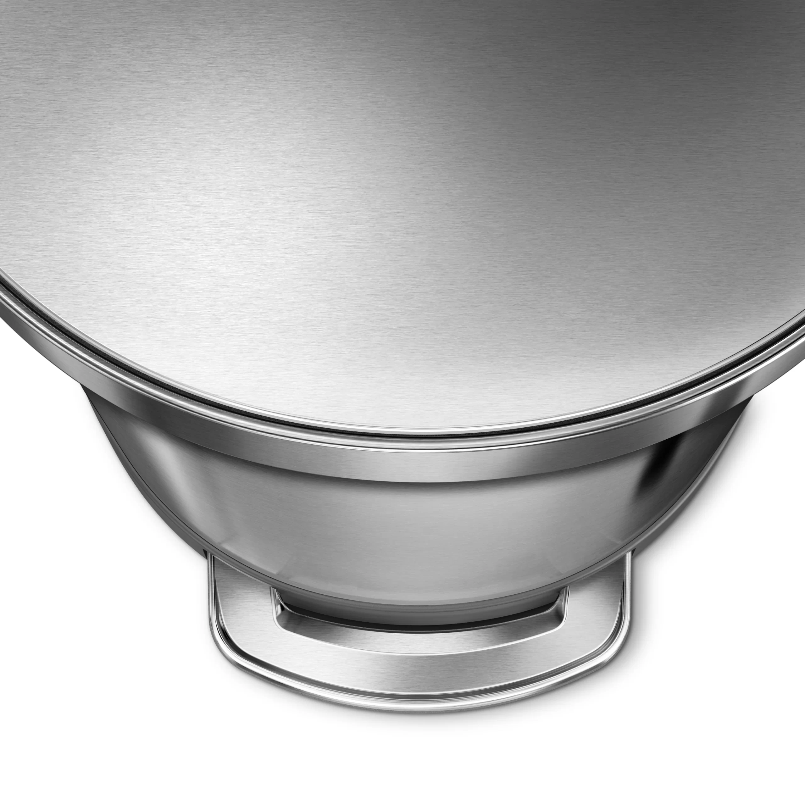 Simplehuman Semi-Round Liner Rim Can, 60-Liter Brushed Stainless Steel Indoor Kitchen Step Trash Can