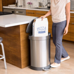 Simplehuman Semi-Round Liner Rim Can, 60-Liter Brushed Stainless Steel Indoor Kitchen Step Trash Can