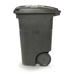 Toter 64-Gallon Blackstone Plastic Wheeled Indoor/Outdoor Hinged Lid Trash Can