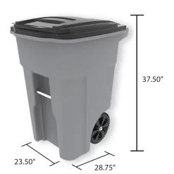 Toter 48-Gallon Greenstone Plastic Wheeled Indoor/Outdoor Hinged Lid Trash Can