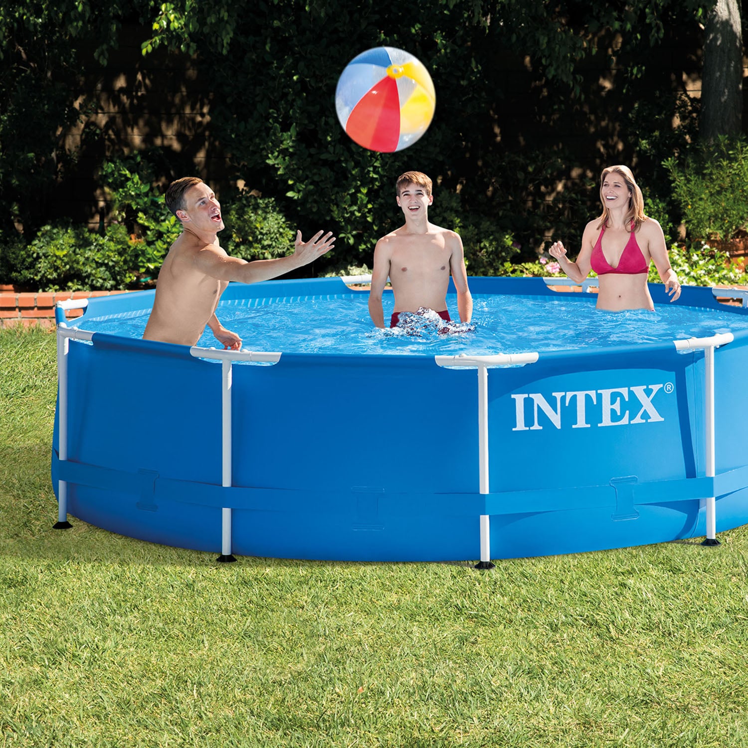 Intex 10-Feet x 10-Feet x 30-Inches Metal frame Round Above-Ground Pool with Filter Pump with Pool Cover