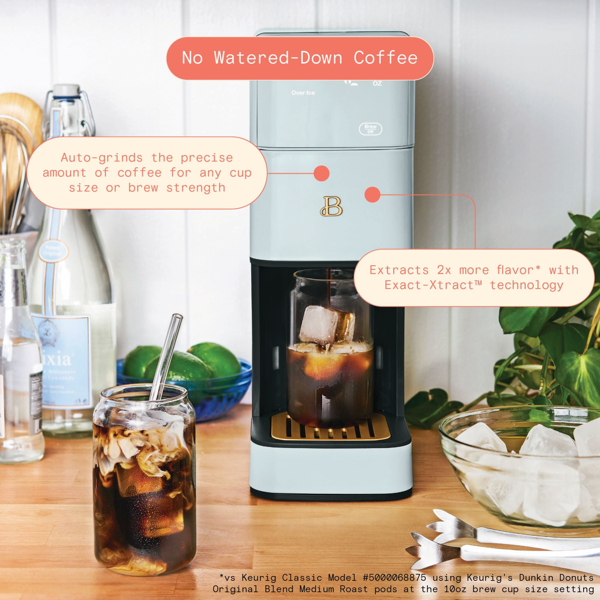 Beautiful Perfect Grind Programmable Single Serve Coffee Maker, Hydrangea by Drew Barrymore