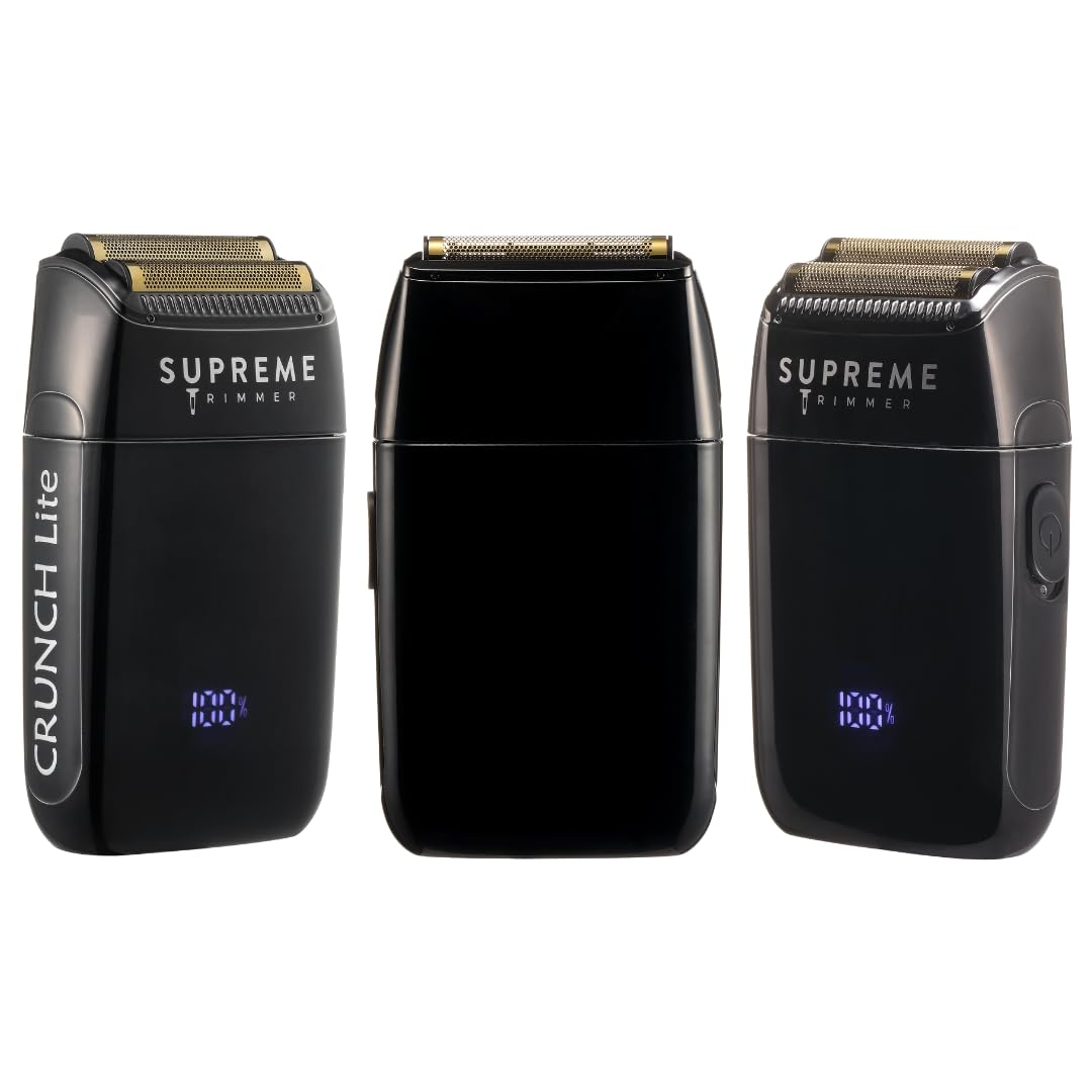 Supreme Trimmer Crunch Lite Foil Shaver for Men (60 Minute Runtime) Men's Electric Razor for Bald Head, Black