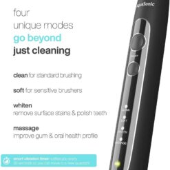 Aquasonic Black Series PRO – Ultra Whitening Toothbrush w UV Sanitizing Base – 5 Modes & Smart Timers