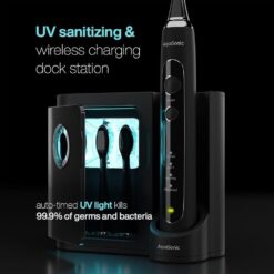 Aquasonic Black Series PRO – Ultra Whitening Toothbrush w UV Sanitizing Base – 5 Modes & Smart Timers