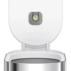 Simplehuman Slim Liner Rim Step Can, 45-Liter White Steel Indoor/Outdoor Kitchen Hinged Lid Trash Can