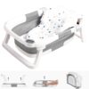 Napei Collapsible Baby Bathtub, Baby Bath Tub with Soft Cushion & Thermometer, Gray