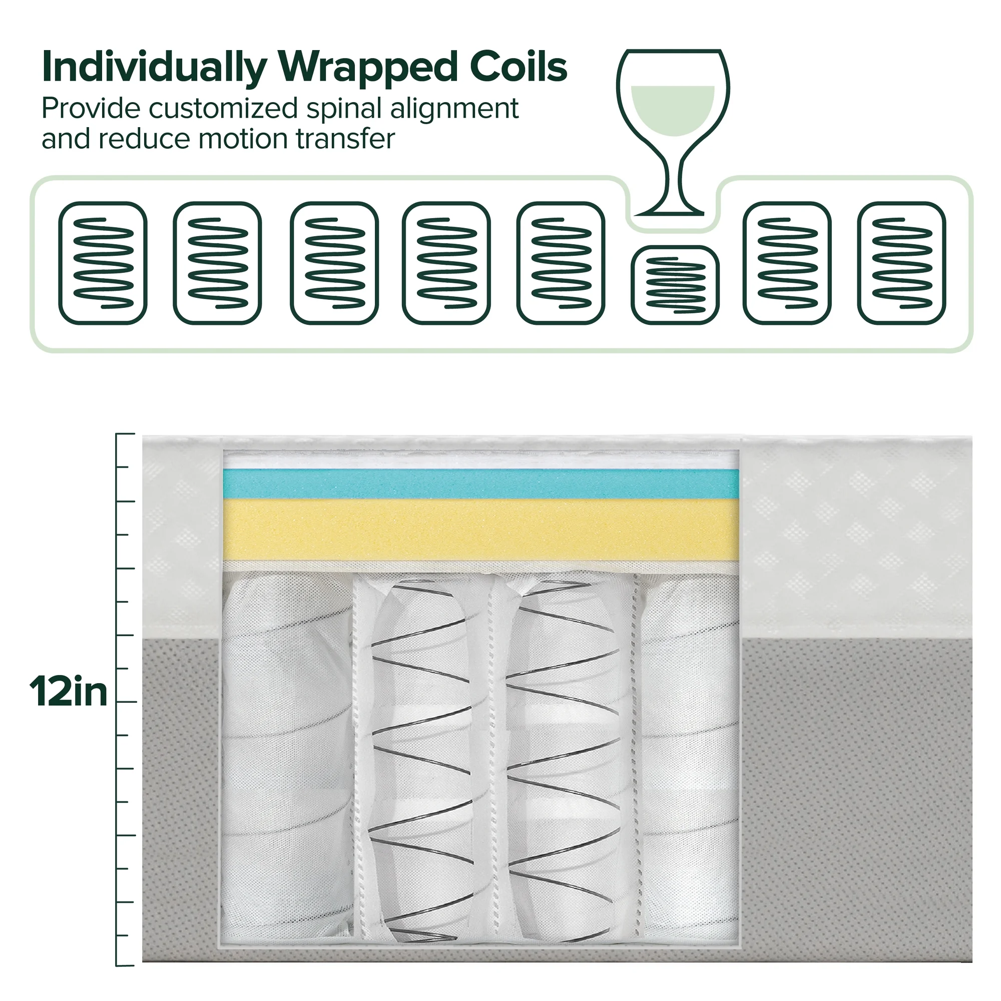 Zinus Cooling Airflow 12" Hybrid Mattress in a Box, Adult, Queen