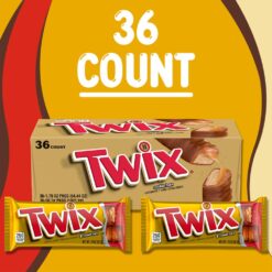 TWIX Bulk Chocolate Candy Individually Wrapped - Full Size, Caramel Chocolate Cookie Candy Bar, 36-Count Box