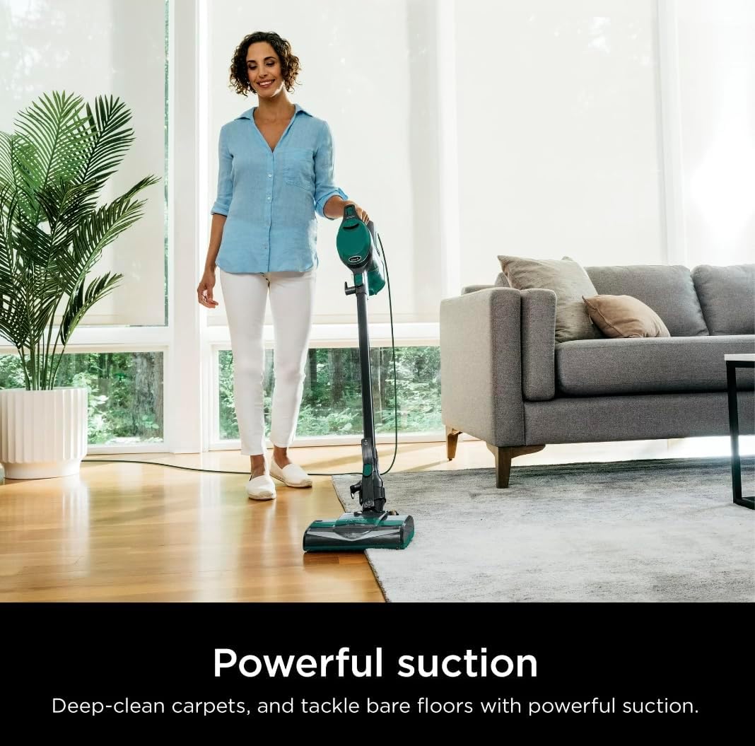 Shark Corded Stick Vacuum, Ultra-Lightweight, Swivel Steering, Powerful Deep-Cleaning, Floor-to-Ceiling Versatility, Green, CS110EM