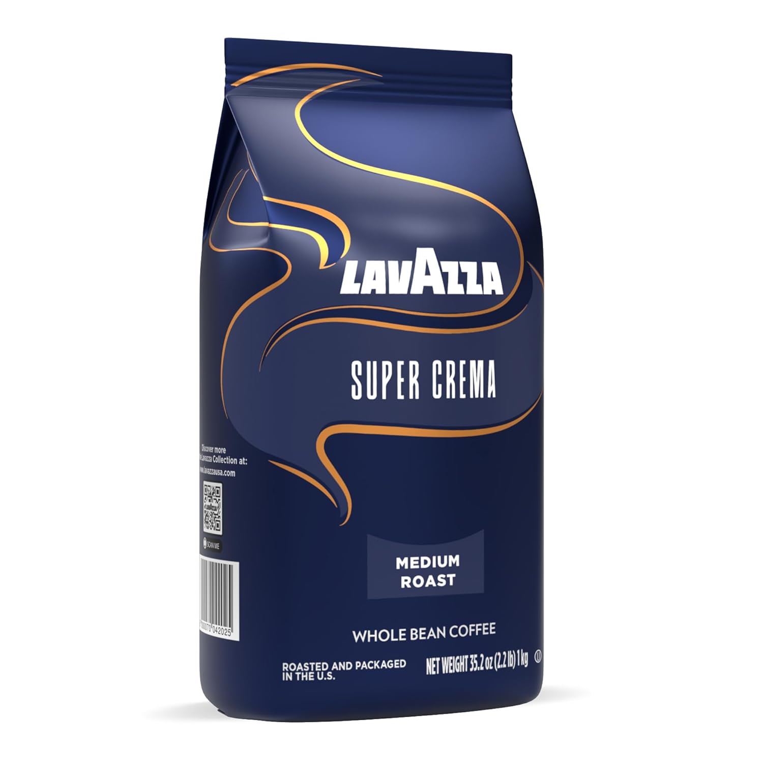 Lavazza Super Crema Whole Bean Coffee Blend, Medium Espresso Roast, 4.4 .lbs, 2 Pack