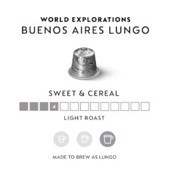 Nespresso Original Line, Buenos Aires Lungo, Light Roast Coffee, 50 Count Espresso Coffee Pods