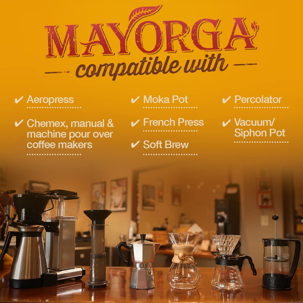 Mayorga Organic Coffee 5lb Mayan Blend Medium Roast Whole Bean Coffee Specialty Grade, Kosher