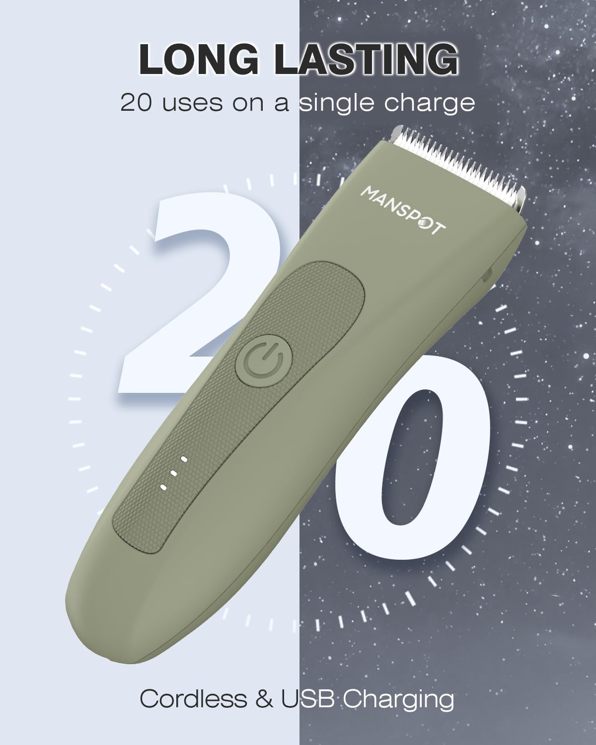 MANSPOT Manscape Pubic Hair Trimmer for Men and Women, Electric Ball Trimmer Pubic Trimmer Shaver, Green
