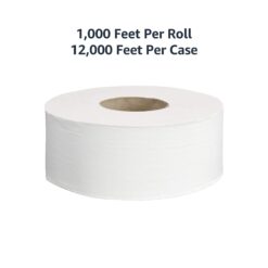 AmazonCommercial 2-Ply White 9' Jumbo Roll Toilet Paper/Bath Tissue (416972), Bulk for Business, 1000 feet per Roll (12 Rolls)