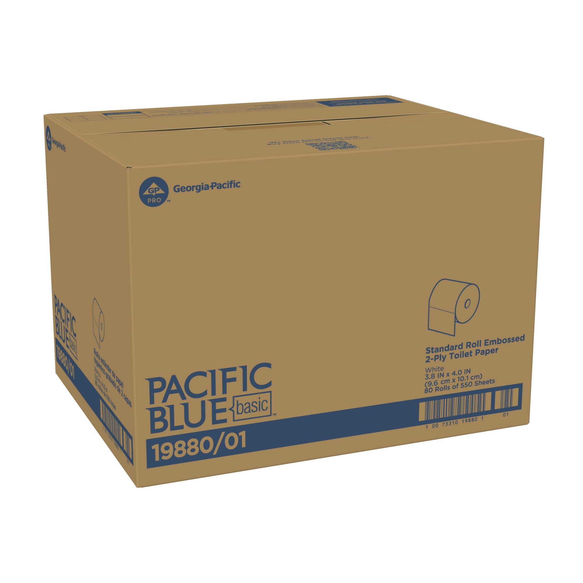 Georgia-Pacific Pacific Blue Basic 2-Ply Embossed Toilet Paper (previously branded Envision),19880/01,550 Sheets Per Roll, 80 Rolls Per Case