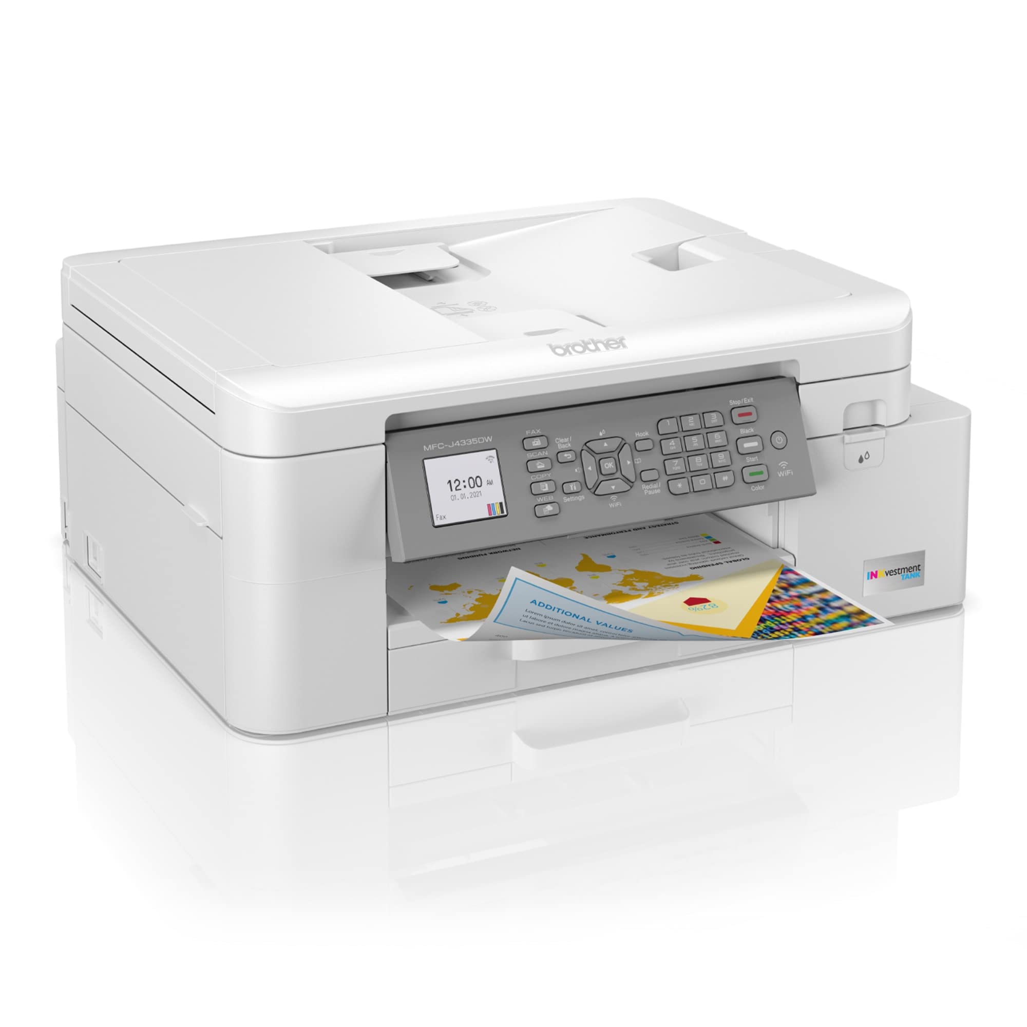 Brother INKvestment Tank MFC-J4335DW Wireless Color Inkjet Printer, All-In-One Supertank, Print, Scan, Copy, Fax