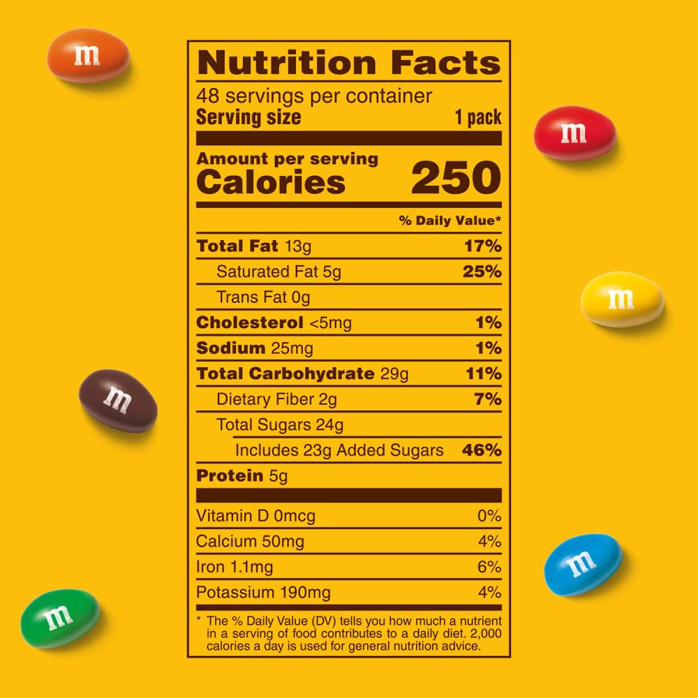 M&M'S Milk Chocolate Candy, Full Size 1.74 oz Bag, Pack of 48 Bulk Candy Chocolate