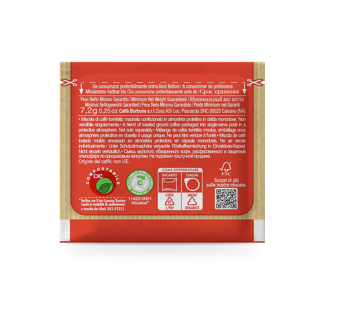 Caffe Borbone Espresso Paper Pods, Red Blend, Strong and Creamy, Medium Roast ESE Pods, Authentic Italian Espresso - 150 Count