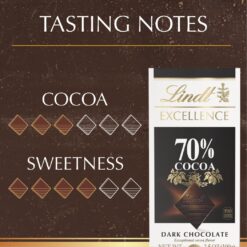 Lindt EXCELLENCE 70% Cocoa Dark Chocolate Bar, Easter Chocolate Candy, 3.5 oz. (12 Pack)