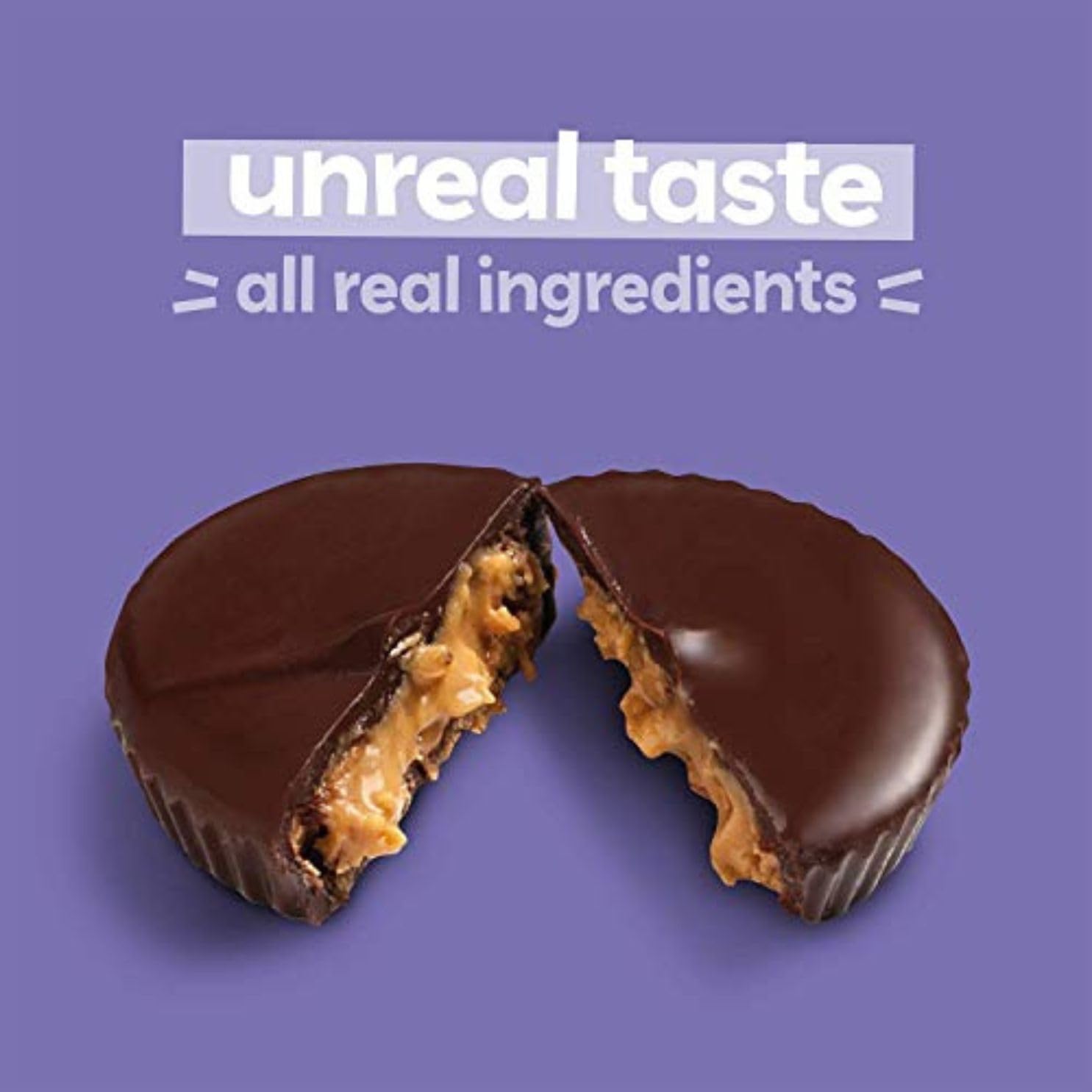 UNREAL Dark Chocolate Almond Butter Cups, 5g Sugar, Certified Vegan, Gluten Free, Fair Trade, Non-GMO, 0.53 Ounce (Pack of 40)