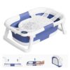 Napei Collapsible Baby Bathtub, Baby Bath Tub with Soft Cushion & Thermometer, Blue